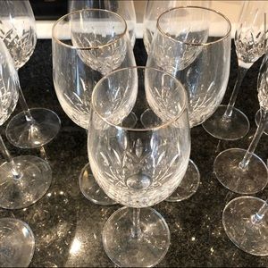5 Waterford white glasses